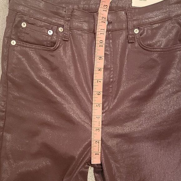 rag & bone Casey High Rise Flare Coated Denim Jeans Maroon Color Sz 29 - Picture 6 of 14